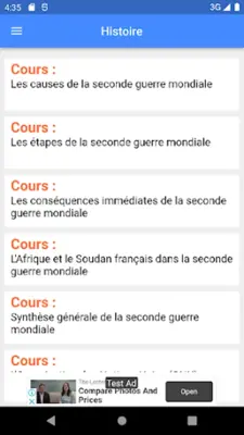 Histoire  Cours android App screenshot 2